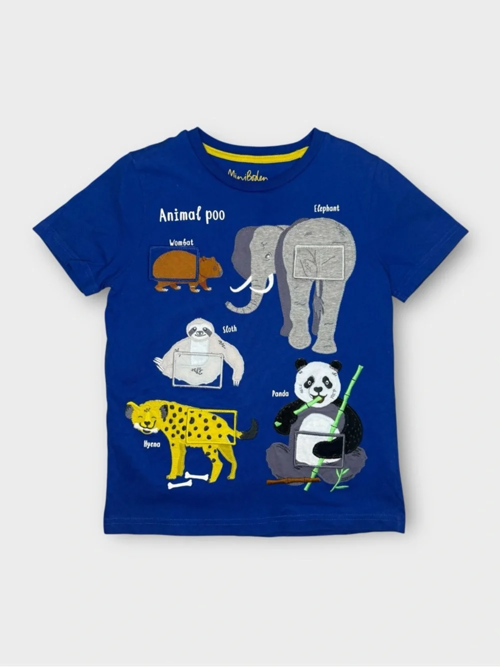 Mini Boden LTF Animal Poo Educational Applique Blue Shirt - Picture 1 of 4